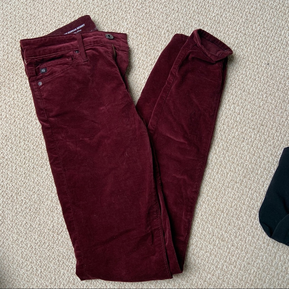 AG Farrah skinny high rise red velvet jeans! - Picture 2 of 4